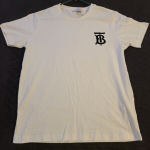 Burberry White Tee with Black Logo